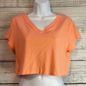 LIQUIDATION SALE Wild Fable 100% Cotton Peach V-neck Crop Top Size Small